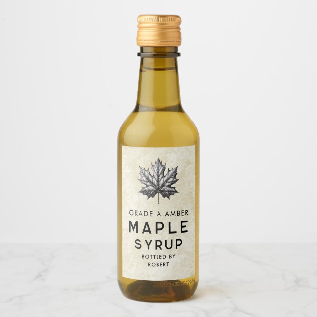 Vintage maple syrup label with leaf (Front)