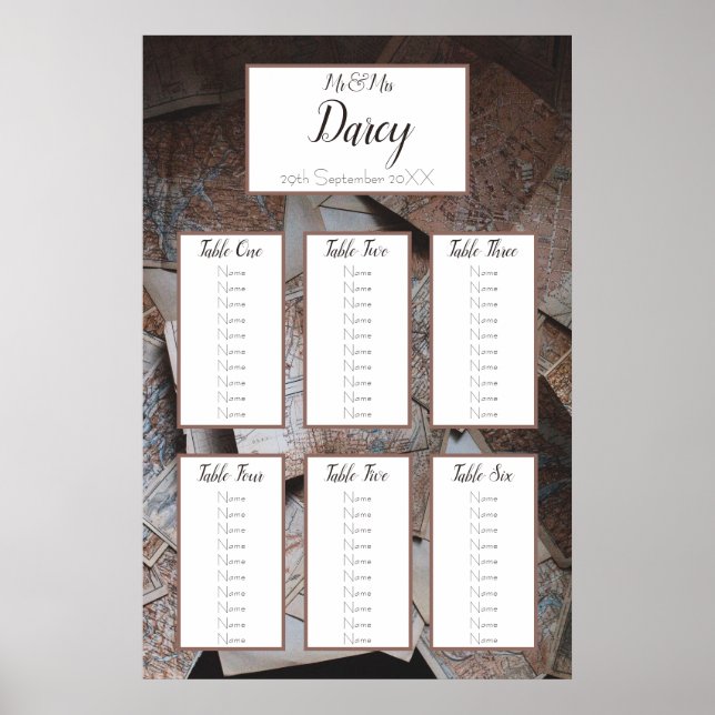 Vintage Maps Seating Chart (Front)