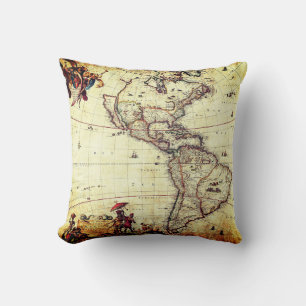 Vintage Maps Throw Pillow