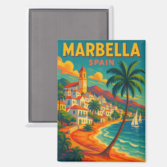 Vintage Marbella Spain Costa del Sol Magnet (Front/Back)