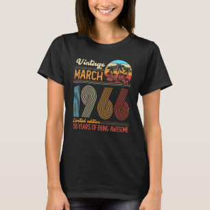 Vintage March 1966 56 Years Old 56th Birthday Deco T-Shirt