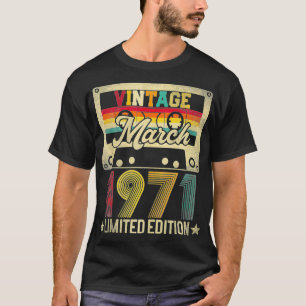 Vintage March 1971 51st Birthday For Men Women Ret T-Shirt