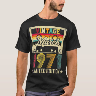 Vintage March 1971 51st Birthday Gift Men Women Re T-Shirt