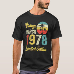 Vintage March 1978  44 Years Old Birthday T-Shirt
