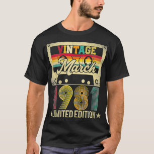 Vintage March 1981 41st Birthday Gift Men Women Re T-Shirt