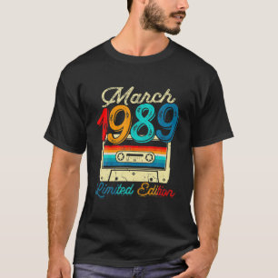 Vintage March 1989 Cassette 33Rd Birthday 33 Yrs O T-Shirt