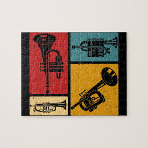 Vintage Marching Band Trumpet Player Retro Design  Jigsaw Puzzle