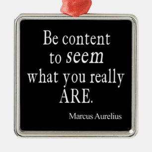 Vintage Marcus Aurelius Content to Be Quote Black Metal Ornament