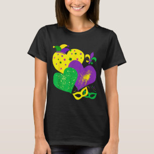 Vintage Mardi Gras 2025 Cute Hearts Valentine Wome T-Shirt