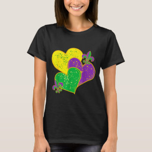 Vintage Mardi Gras 2025 Cute Hearts Valentine Wome T-Shirt