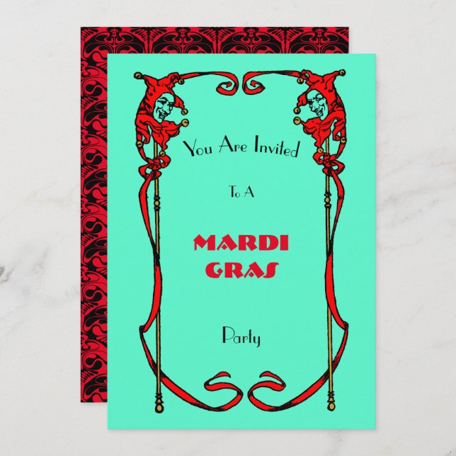 Vintage Mardi Gras Invitation Template (Front/Back)