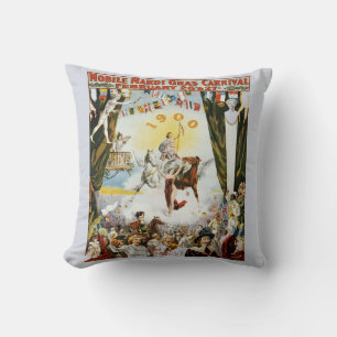 Vintage Mardi Gras Poster Throw Pillow