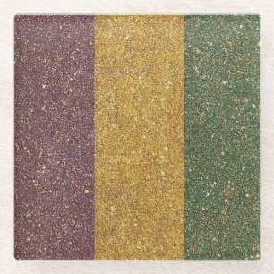 Vintage Mardi Gras striped Glass Coaster