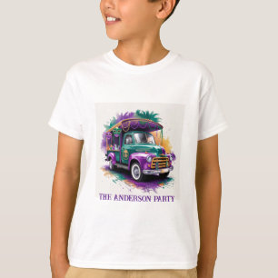 Vintage Mardi Gras Truck Watercolor Family T-Shirt