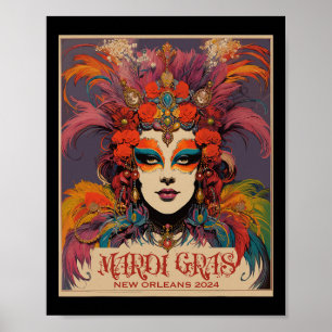 Vintage Mardi Gras Women Poster