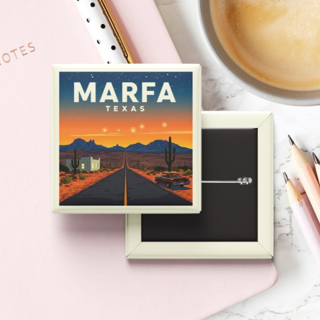 Vintage Marfa Texas 2 Inch Square Button (Creator Uploaded)