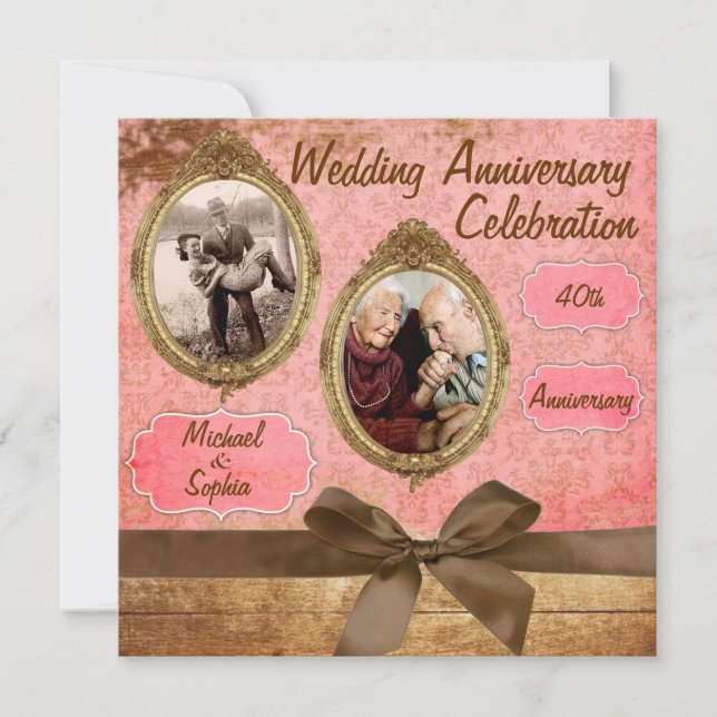 Vintage Mariage Anniversaire Invitation (Devant)