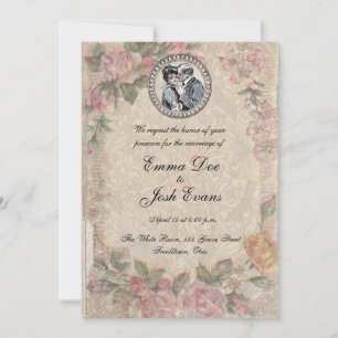 Vintage Mariage Invitation Floral Antique
