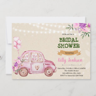Vintage mariage voiture douche Invitation