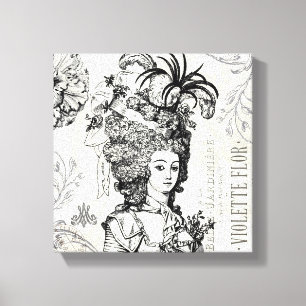 Vintage Marie Antoinette collage stretched canvas Print
