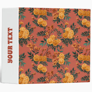 Vintage Marigold Calendula Floral Pattern Binder