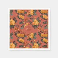 Vintage Marigold Calendula Floral Pattern
