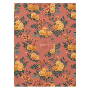 Vintage Marigold Calendula Floral Pattern Tablecloth