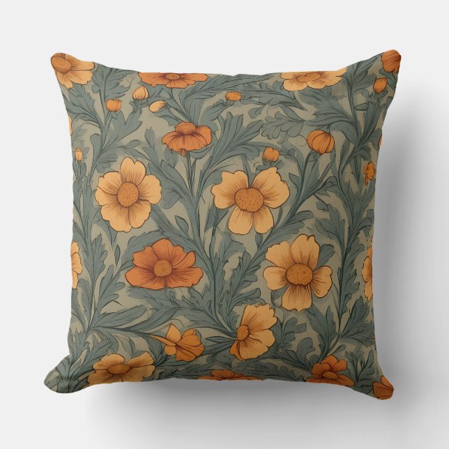 Vintage Marigold Throw Pillow (Front)