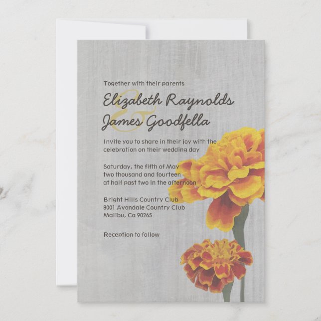 Vintage Marigolds Wedding Invitations (Front)