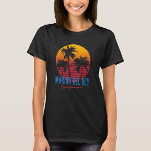 Vintage Marina Del Rey California Palm Trees Sunse T-Shirt