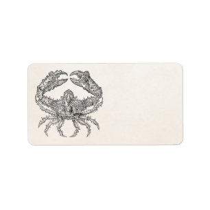 Vintage Marine Crab Parchment Personalized Label