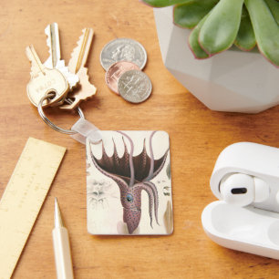 Vintage Marine Life Animals, Umbrella Squid Keychain