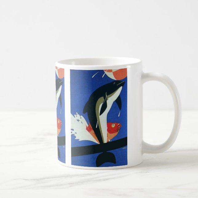 Vintage Marine Life, Dolphin and Goldfish Coffee Mug (Right)