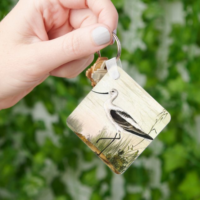 Vintage Marine Life Shorebirds, Avocet Birds Keychain (Hand)