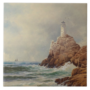 Vintage Marine Lighthouse Alfred Thompson Bricher Tile