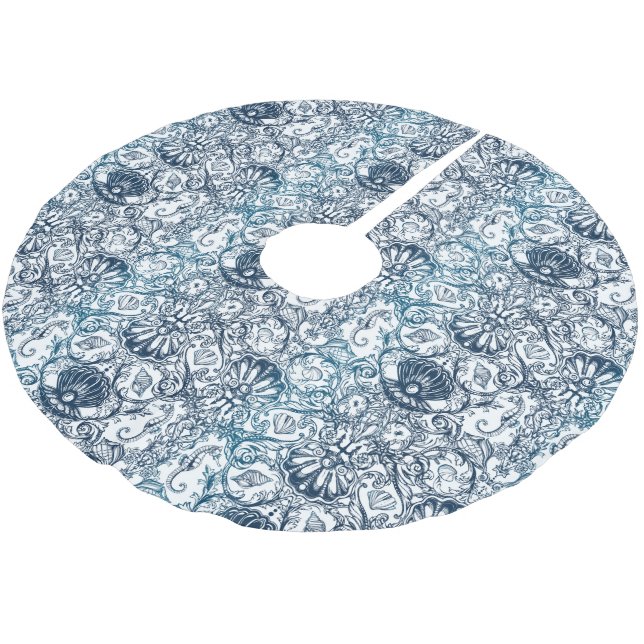 Vintage Marine Pattern Brushed Polyester Tree Skirt (Angled)