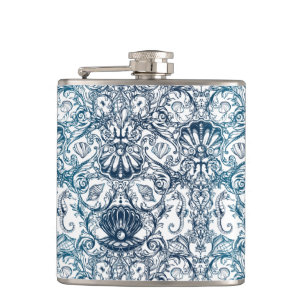 Vintage Marine Pattern Hip Flask