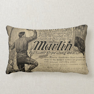 Vintage Marlin Firearms Gun Ad Home Decor Pillow