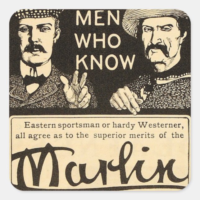Vintage Marlin Firearms Rifle Gun Ad Sticker Set (Front)
