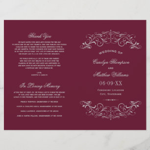 Vintage Maroon Silver Wedding Programs