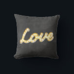 Vintage Marquee Lights Love Cushion - chalkboard<br><div class="desc">This is the perfect cushion for a sweetheart table,  bedroom or living room. Vintage marquee lighting spells the word love on a chalkboard background. Scroll down to see the coordinating wedding collection.</div>