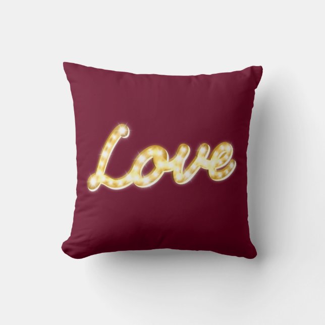 Vintage Marquee Lights Love Cushion - marsala (Front)