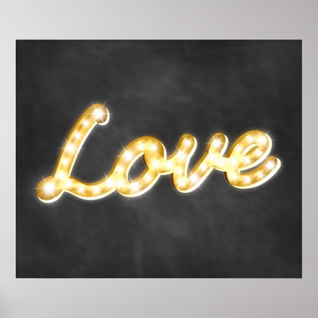 Vintage Marquee Lights Love Poster - chalkboard (Front)