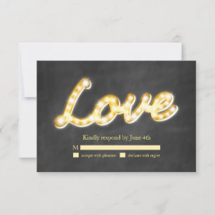 Vintage Marquee Lights RSVP - chalkboard Card
