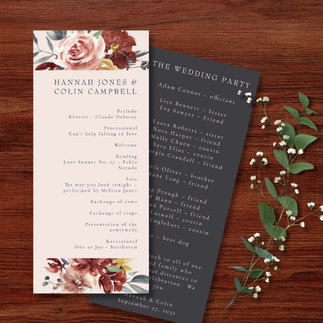 Vintage Marsala Blush Pewter Floral Program (Creator Uploaded)