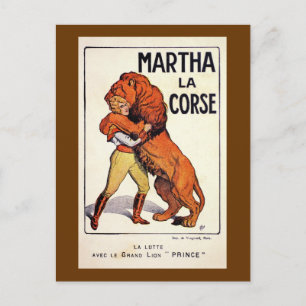 Vintage Martha La Corse Lion Tamer Postcard