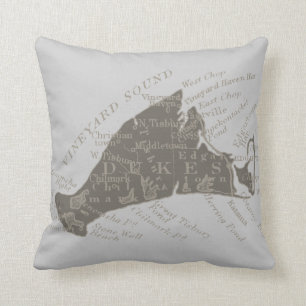 Vintage Martha's Vineyard, grey Throw Pillow