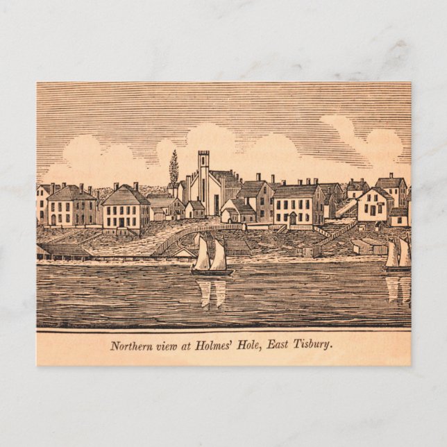 Vintage Martha's Vineyard illustration at Tisbury Postcard (Front)