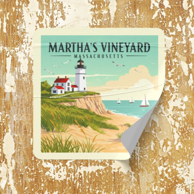 Vintage Martha's Vineyard Massachusetts Square Sticker (Creator Uploaded)
