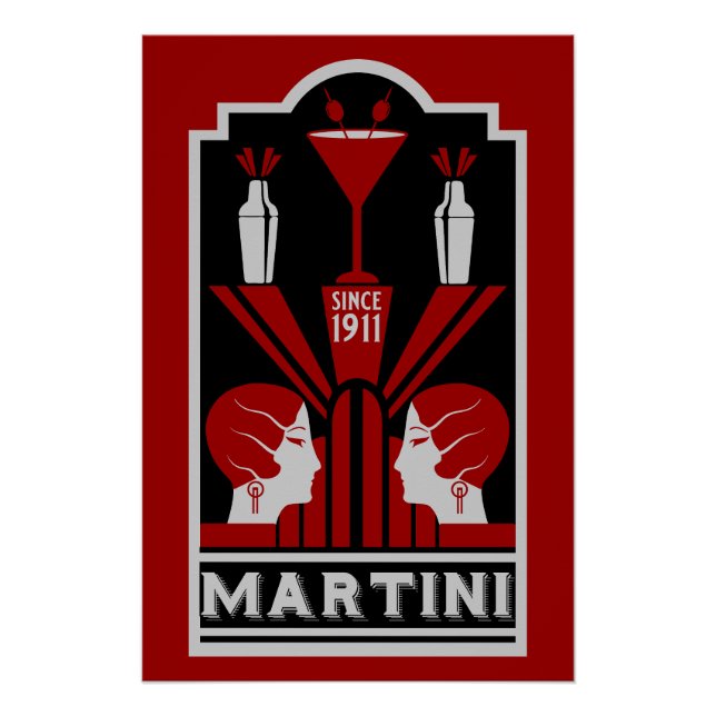 Vintage Martini Art Deco Poster (Front)